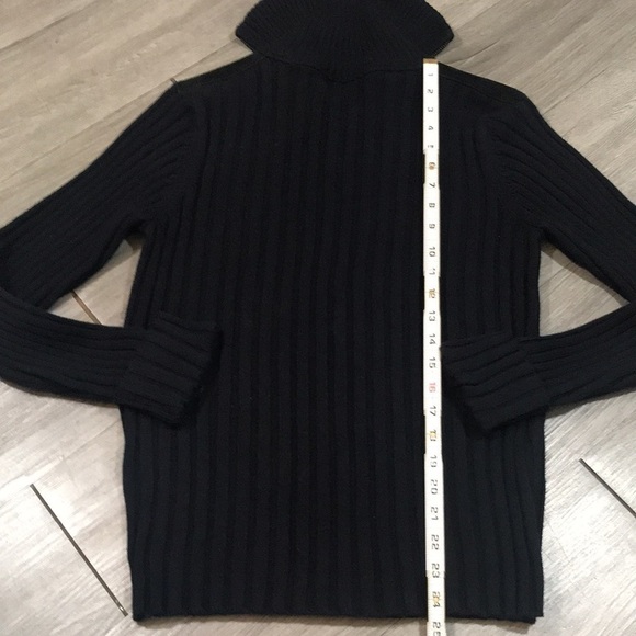 Denim & Co Black Zippers Front Black Cable Knit and Suede Cardigan Sweater - Picture 10 of 11